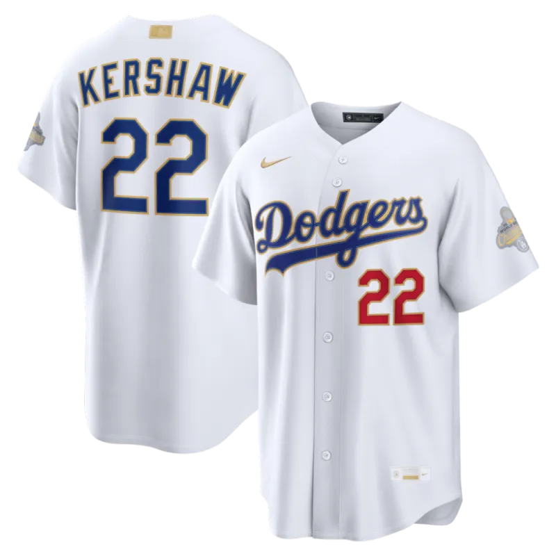 Clayton Kershaw Los Angeles Dodgers Nike 2026 Gold Collection Stadium Jersey – White