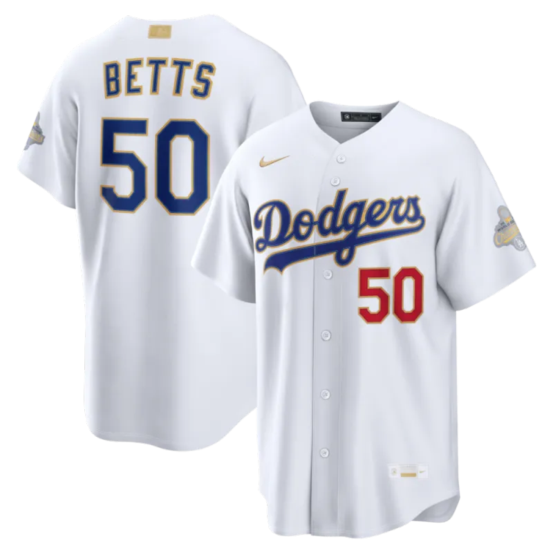 Mookie Betts Los Angeles Dodgers Nike 2026 Gold Collection Stadium Jersey – White