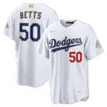 Maillot de stade Mookie Betts des Dodgers de Los Angeles, collection Nike 2026 Gold – Blanc Mookie Betts Los Angeles Dodgers Nike 2026 Gold Collection Stadium Jersey – White