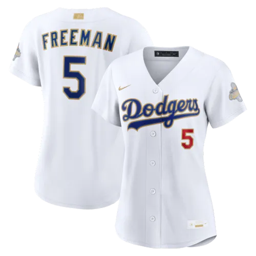 Maillot de stade Nike pour femme Freddie Freeman des Dodgers de Los Angeles, collection Gold 2026 - Blanc