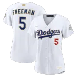 Maillot de stade Nike pour femme Freddie Freeman des Dodgers de Los Angeles, collection Gold 2026 - Blanc Freddie Freeman Los Angeles Dodgers Nike Women’s 2026 Gold Collection Stadium Jersey – White