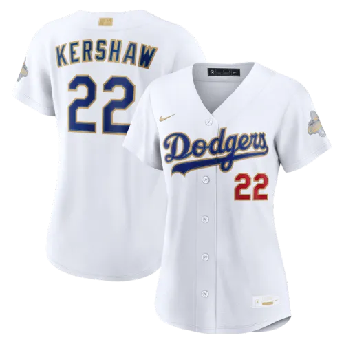 Clayton Kershaw Los Angeles Dodgers Nike Women's 2026 Gold Collection Stadium Jersey - White