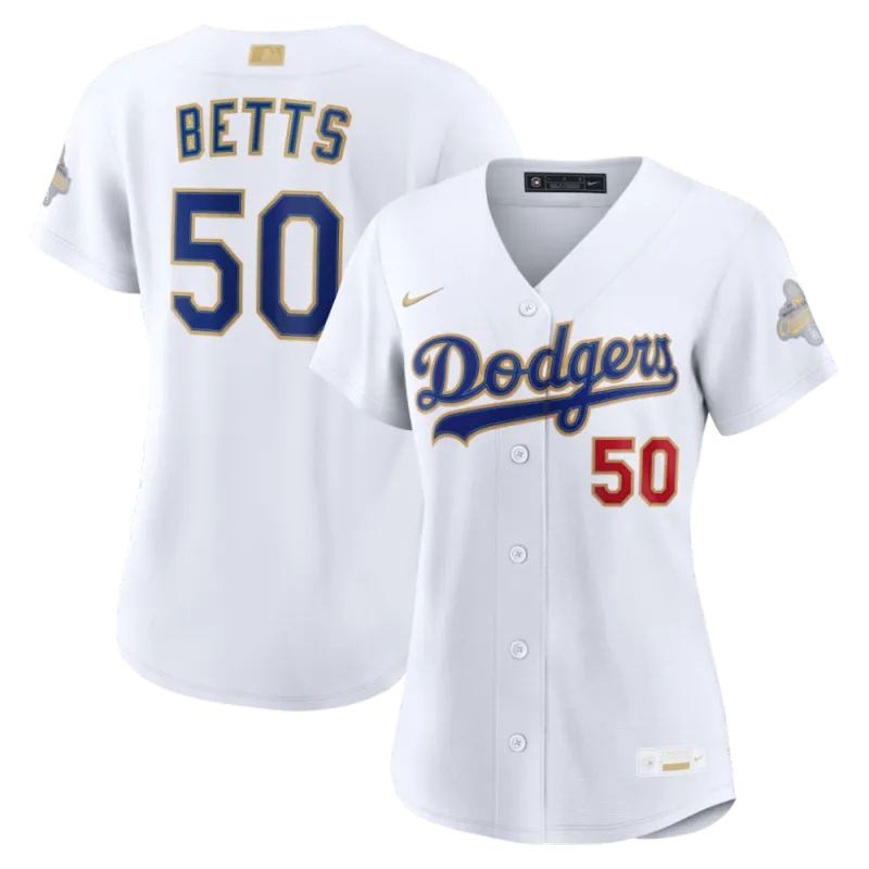 Mookie Betts Los Angeles Dodgers Nike Women’s 2026 Gold Collection Stadium Jersey – White