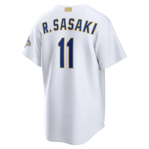 Roki Sasaki Los Angeles Dodgers Nike 2026 Gold Collection Stadium Jersey – White