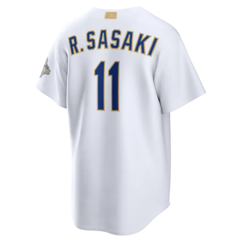 Roki Sasaki Los Angeles Dodgers Nike 2026 Gold Collection Stadium Jersey – White