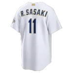 Roki Sasaki Los Angeles Dodgers Nike 2026 Gold Collection Stadium Jersey – White