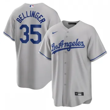 Maglia Nike Replica da trasferta dei Los Angeles Dodgers con nome del giocatore Cody Bellinger - Grigia