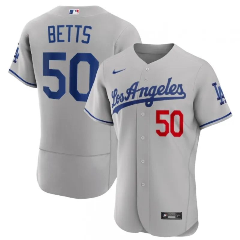 Men’s Los Angeles Dodgers Mookie Betts #50 Nike Gray 2020 Home Official Authentic Player Jersey