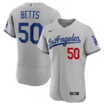 Maglia da gioco ufficiale autentica da uomo dei Los Angeles Dodgers, modello Mookie Betts #50 Nike, grigia, 2020, da casa