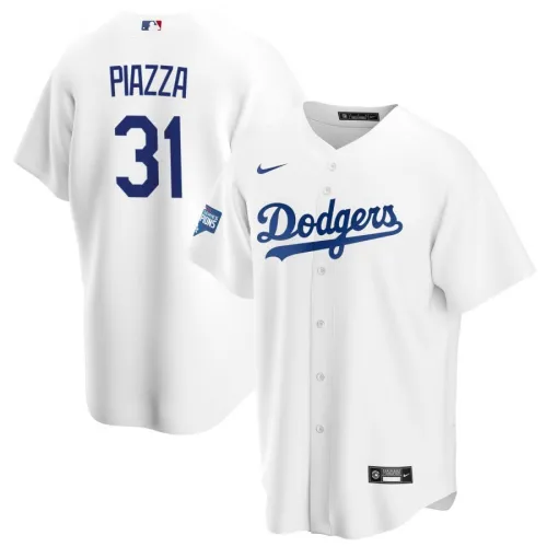 Maillot domicile Nike blanc des Los Angeles Dodgers pour homme, Mike Piazza #31, champions de la Série mondiale 2020