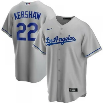 Hombres Los Angeles Dodgers Clayton Kershaw #22 Nike Gris Alternate 2020 Jersey