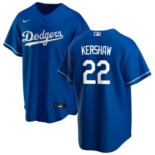 Camisola dos Los Angeles Dodgers Clayton Kershaw #22 Nike Royal Alternate 2020 para homem