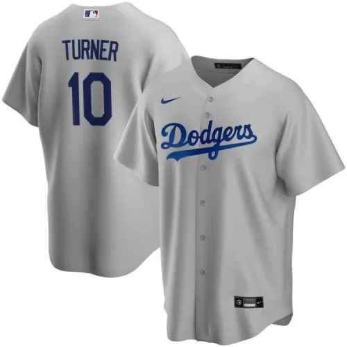 Camisola dos Los Angeles Dodgers Justin Turner #10 Nike Cinzenta 2020 para homem