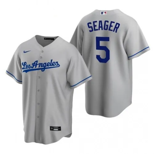 Heren Los Angeles Dodgers Corey Seager #5 Nike Grijs 2020 World Series kampioenen thuisshirt