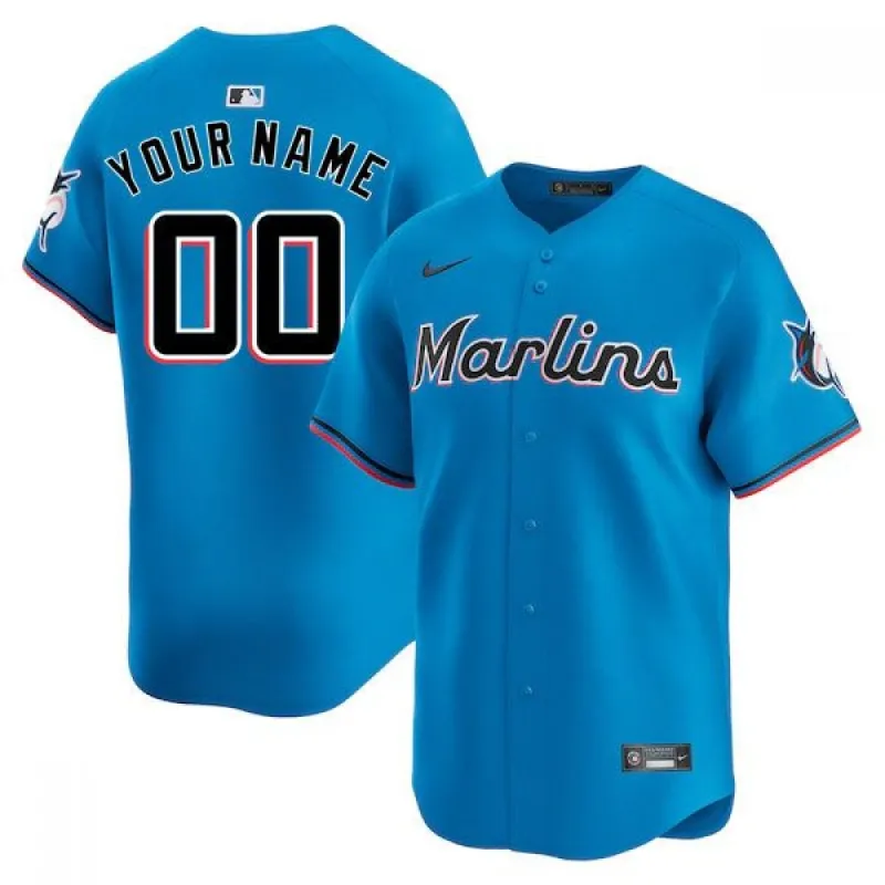 Miami Marlins Nike Alternate Limited Custom Jersey – Blue