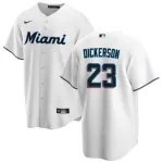 Camisola de homem dos Miami Marlins Corey Dickerson #23 Nike White Home 2020