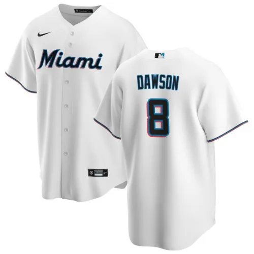 Hommes Miami Marlins Andre Dawson #8 Nike White Home 2020 Jersey