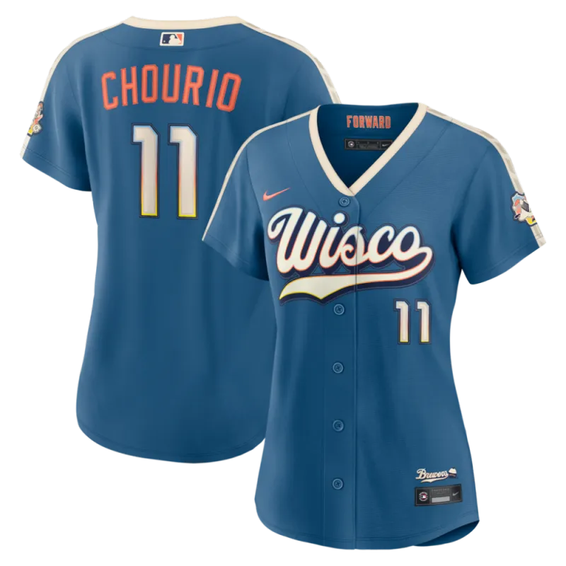 Jackson Chourio Milwaukee Brewers Nike Women’s 2026 City Connect Stadium Jersey – Mineral Blue