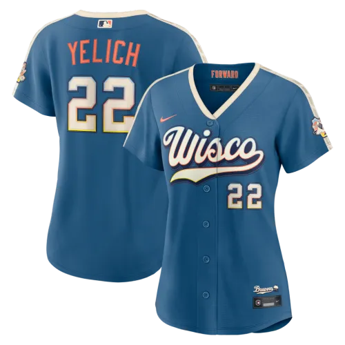 Christian Yelich Milwaukee Brewers Nike Women's 2026 City Connect Stadium Jersey - Mineral Blue