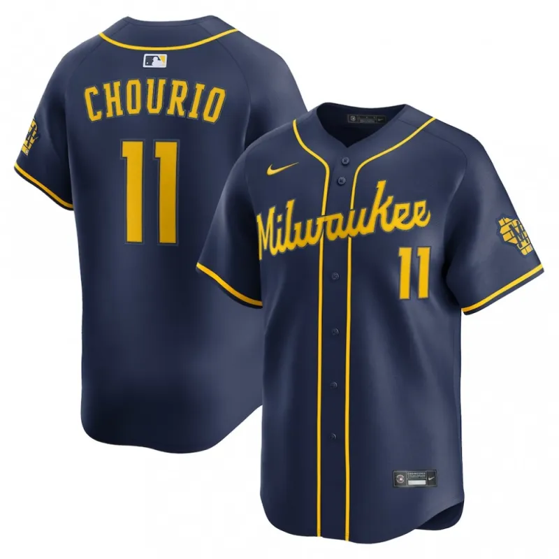Jackson Chourio Milwaukee Brewers Nike Alternate 2 Limited Jersey – Navy