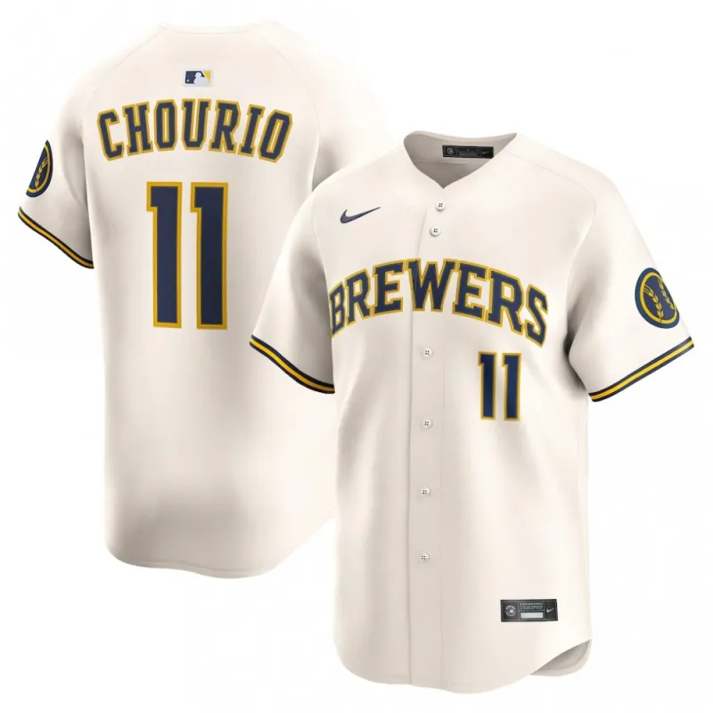 Jackson Chourio Milwaukee Brewers Nike Home Limited Jersey – Cream