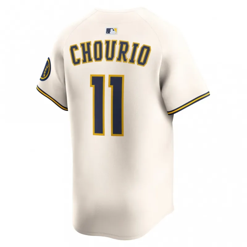 Jackson Chourio Milwaukee Brewers Nike Home Limited Jersey – Cream
