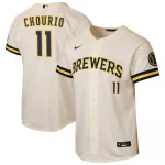 Jackson Chourio Milwaukee Brewers Nike Youth Home Stadium Jersey – Cream