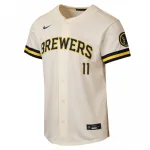 Jackson Chourio Milwaukee Brewers Nike Youth Home Stadium Jersey – Cream