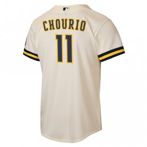 Jackson Chourio Milwaukee Brewers Nike Youth Home Stadium Jersey – Cream