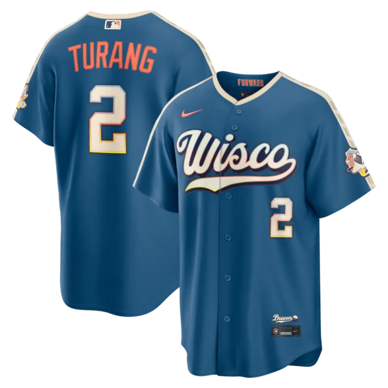 Brice Turang Milwaukee Brewers Nike 2026 City Connect Stadium Jersey – Mineral Blue