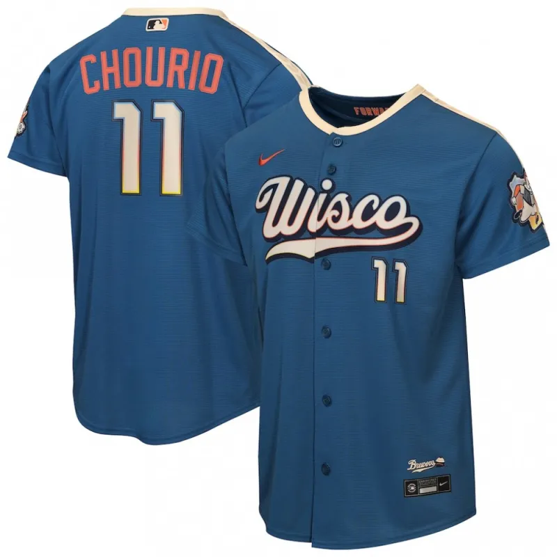 Jackson Chourio Milwaukee Brewers Nike Youth 2026 City Connect Stadium Jersey – Mineral Blue