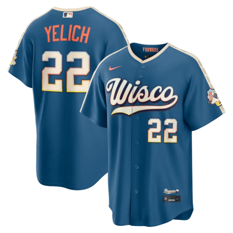 Christian Yelich, Milwaukee Brewers, Nike 2026 City Connect Stadion-Trikot – Mineralblau