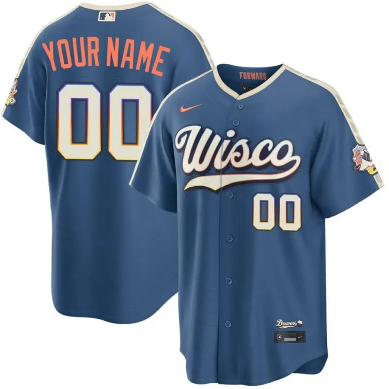 Milwaukee Brewers Nike 2026 City Connect Stadium Custom Jersey – Mineral Blue