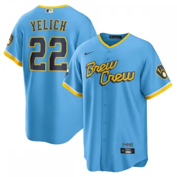 Christian Yelich Milwaukee Brewers Nike 2022 City Connect Maglia giocatore replica - Blu polvere