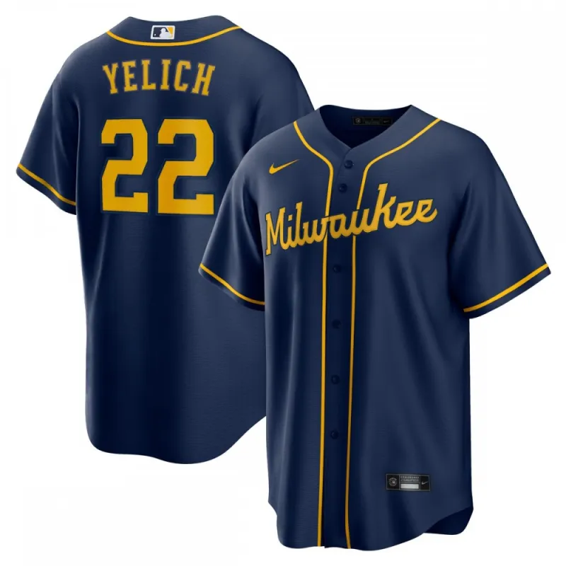 Christian Yelich Milwaukee Brewers Nike Alternate Replica Player Jersey – Navy
