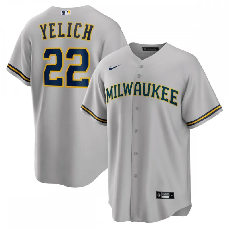 Christian Yelich Milwaukee Brewers Camiseta Nike Alternate Replica Player - Gris