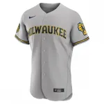 Christian Yelich Milwaukee Brewers Nike Road Authentic Player Jersey – Gray