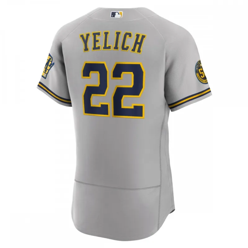 Christian Yelich Milwaukee Brewers Nike Road Authentic Player Jersey – Gray