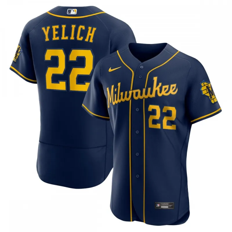 Christian Yelich Milwaukee Brewers Nike Alternate Authentic Player Jersey – Navy