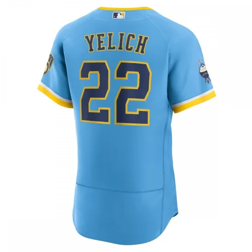 Christian Yelich Milwaukee Brewers Nike 2022 City Connect Authentic Player Jersey – Powder Blue