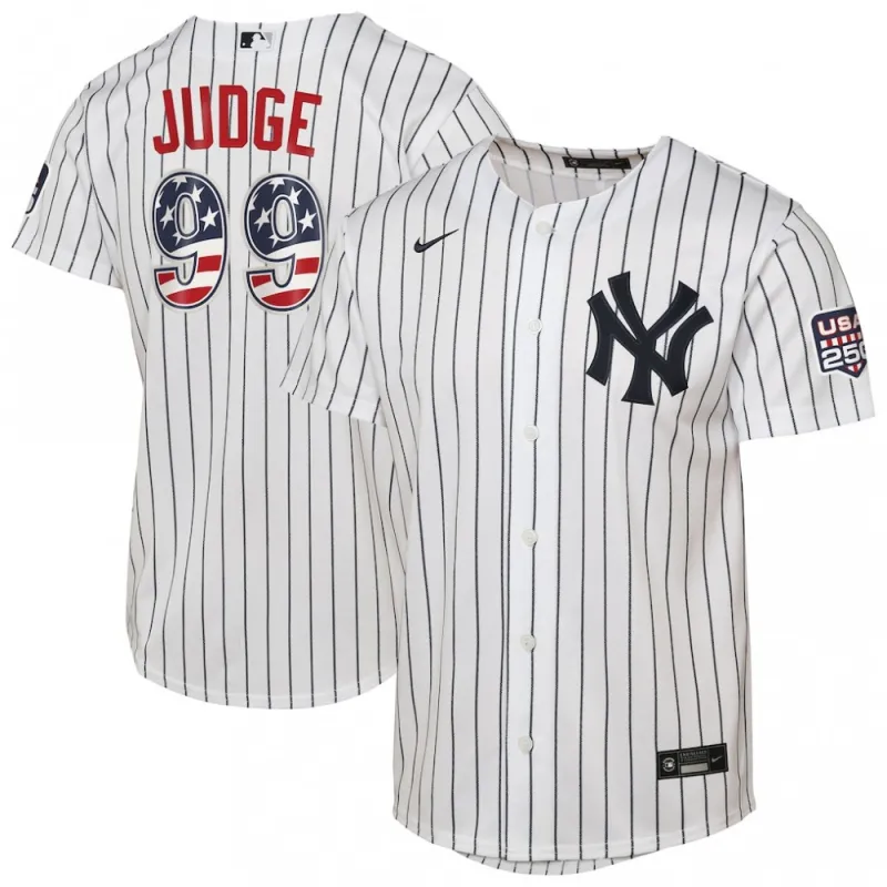 Aaron Judge New York Yankees Nike Youth USA 250 Fourth of July Home Replica Jersey – White