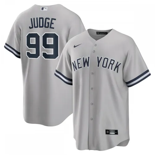Maillot Nike « Road Replica » des Yankees de New York avec le nom du joueur Aaron Judge - Gris