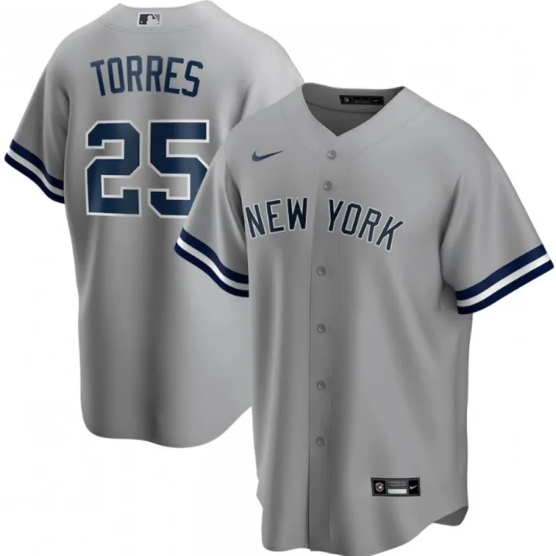 Camiseta alternativa gris de los New York Yankees para hombre, modelo Gleyber Torres #25 de Nike