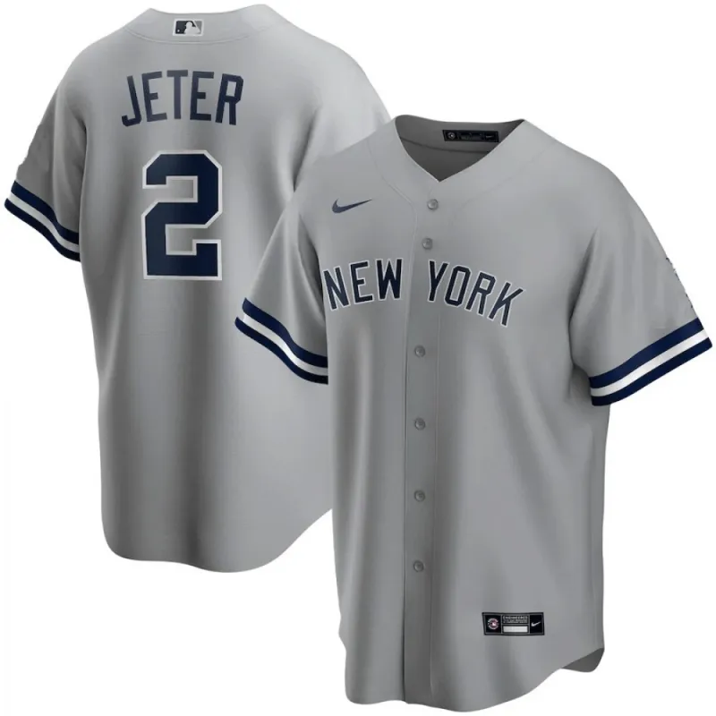 Men’s New York Yankees Derek Jeter #2 Nike Gray Home 2020 Jersey