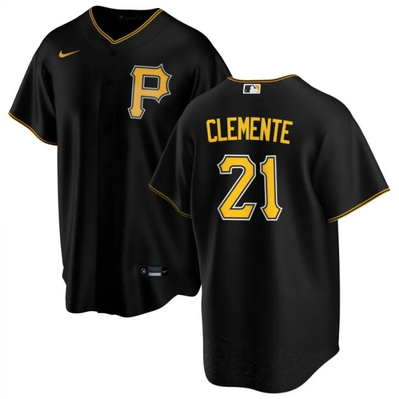 Men’s Pittsburgh Pirates Roberto Clemente #21 Nike Black Alternate 2020 Jersey