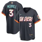 Camisa de jogo «City Connect Stadium» da Nike de Jackson Merrill dos San Diego Padres - 2026 - Obsidian Camisa de jogo «City Connect Stadium» da Nike 2026 dos San Diego Padres, de Jackson Merrill – Obsidian