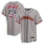 Jung Hoo Lee San Francisco Giants Nike USA 250 Fourth of July Road Stadium Jersey - Gray Jung Hoo Lee San Francisco Giants Nike USA 250 Fourth of July Road Stadium Jersey – Gray