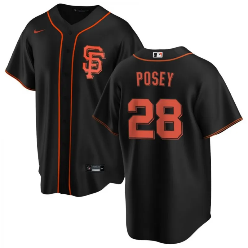 Jersey masculina dos San Francisco Giants Buster Posey #28 Nike Black Alternate 2020