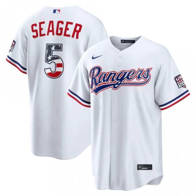 Corey Seager Texas Rangers Nike USA 250 Fourth of July Home Stadium Jersey – White