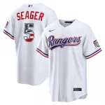 Camisa de jogo em casa Corey Seager dos Texas Rangers, Nike USA 250, 4 de julho - Branca Corey Seager Texas Rangers Nike USA 250 Fourth of July Home Stadium Jersey – White